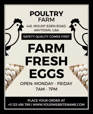 Charming Rustic Poultry Farm Fresh Eggs Flyer Template