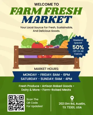 Farm Fresh Produce Market Promotion Flyer Template