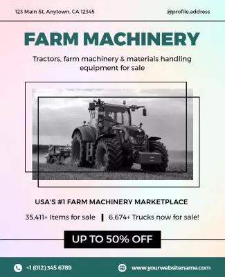 Farm Machinery Sale Promotional Flyer Template