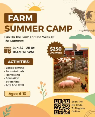 Farm Summer Camp Activities Flyer Template