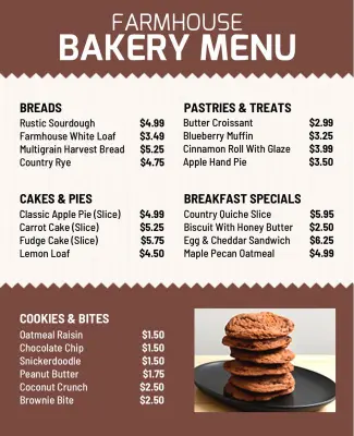 Farmhouse Bakery Menu Flyer Template