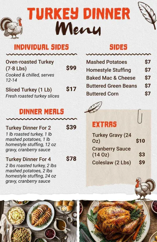 Farmhouse-Style Holiday Turkey Dinner Menu Template