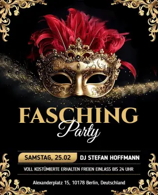 Faschings Party Flyer Vorlage Mit Maskenfeier
