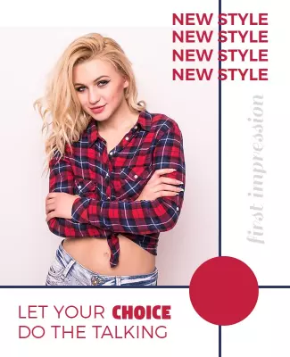 Fashionable Red Checkered Style Promotion Poster Template