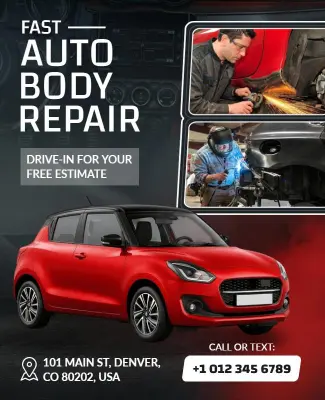Fast Auto Body Repair Services Poster Template