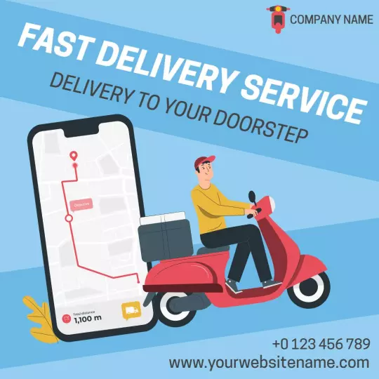Fast Delivery Service with Scooter and Map for Your Doorstep Ad Template