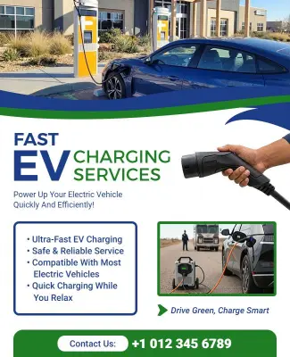 Fast Electric Vehicle Charging Service Flyer Template