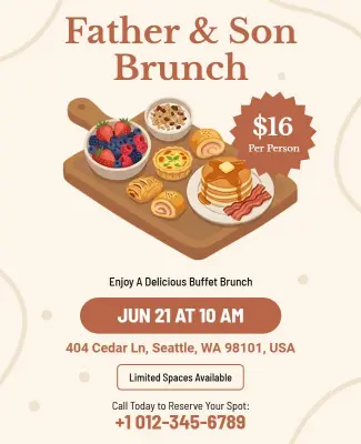 Father and Son Brunch Event Flyer Template