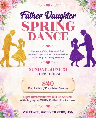 Father Daughter Spring Dance Event Flyer Template