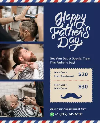 Fathers Day Barbershop Special Offer Flyer Template