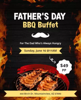 Fathers Day Bbq Buffet Event Flyer Template