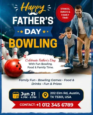 Father's Day Bowling Event Flyer Template