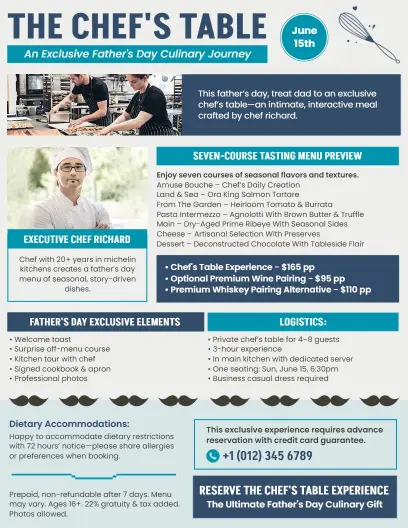 Father's Day Chef's Table Exclusive Experience Flyer Template