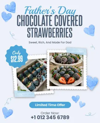 Father's Day Chocolate Strawberries Promotion Flyer Template