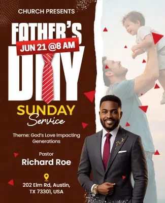 Father's Day Church Sunday Service Poster Template