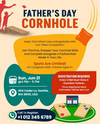 Father's Day Cornhole Tournament Flyer Template