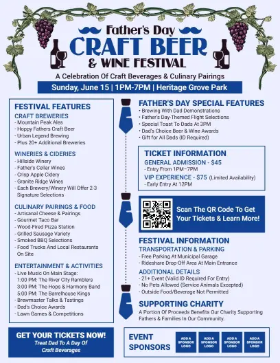Father's Day Craft Beer & Wine Festival Flyer Template