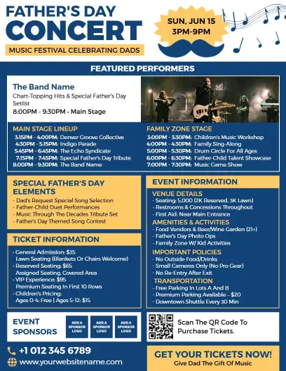 Father's Day Family Concert & Music Festival Flyer Template