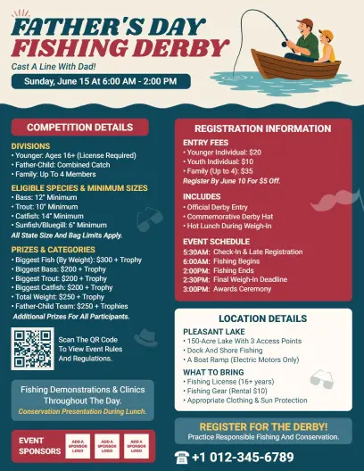 Father's Day Fishing Competition Flyer Template