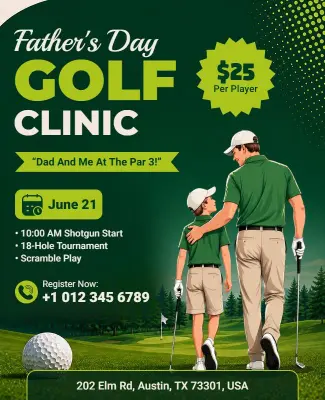 Father's Day Golf Clinic Event Flyer Template
