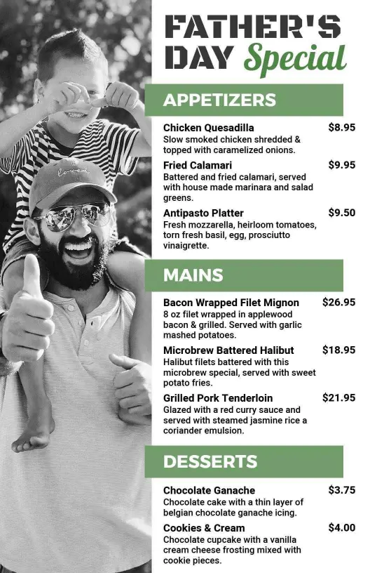 Father's Day Hearty Cuisine Celebration Menu Template