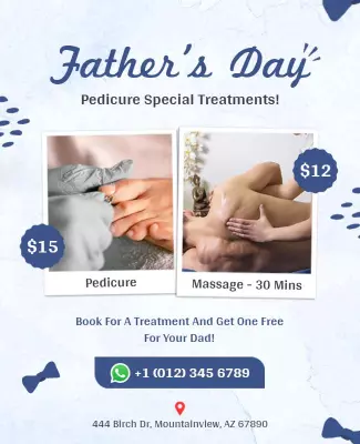 Fathers Day Pedicure and Massage Special Flyer Template