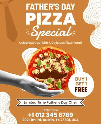 Father's Day Pizza Special Offer Flyer Template