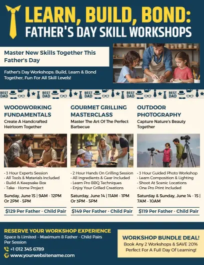 Father's Day Skill Development Workshop Flyer Template