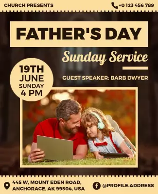 Fathers Day Sunday Service Flyer Template