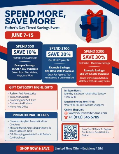 Father's Day Tiered Savings Flyer Template
