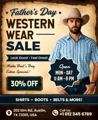 Father's Day Western Wear Sale Flyer Template