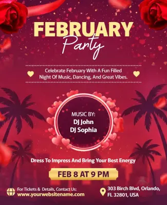 February Night Party Event Flyer Template
