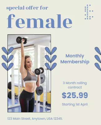 Female Fitness Gym Membership Promotion Flyer Template