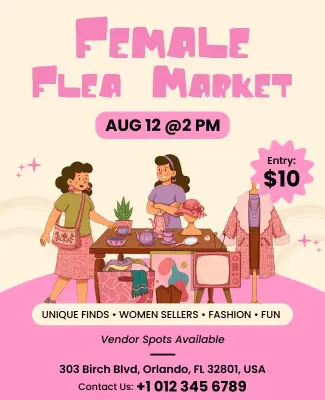 Female Flea Market Event Poster Template
