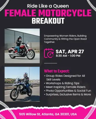 Female Motorcycle Breakout Event Flyer Template