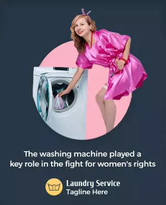 Feminist Themed Retro Laundry Service Awareness Poster Template