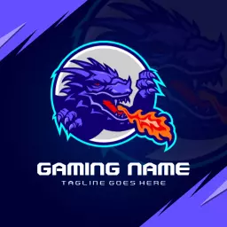 Ferocious Dragon Breathing Fire in Esports Logo Template