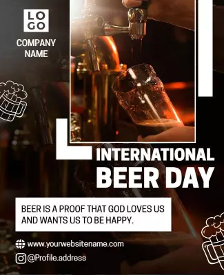 Festival-Themed International Beer Day Celebration Poster Template