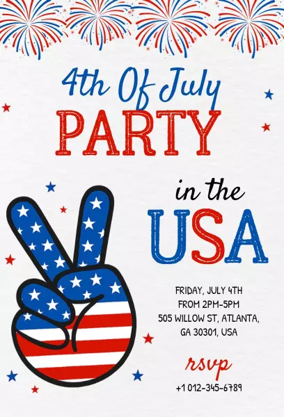 Festive 4th of July Patriotic Celebration Party Invitation Template