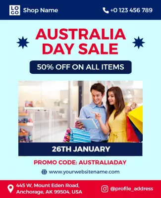 Festive Australia Day Shopping Sale Poster Template