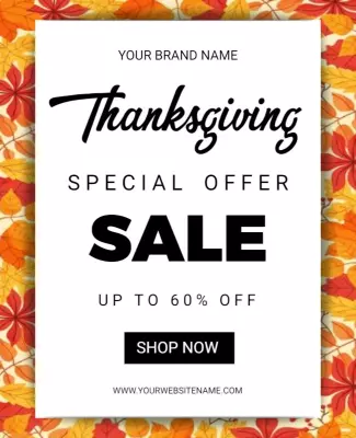 Festive Autumn Leaf Thanksgiving Sale Poster Template