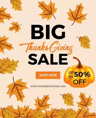 Festive Autumn Leaves Thanksgiving Sale Poster Template