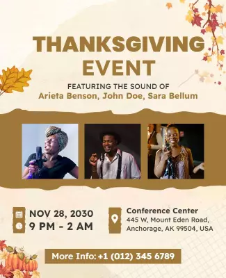 Festive Autumn Thanksgiving Music Event Poster Template