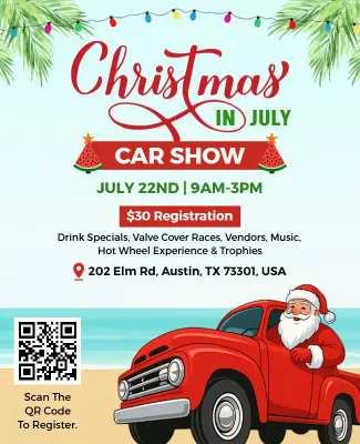 Festive Beachy Christmas in July Car Show Flyer Template