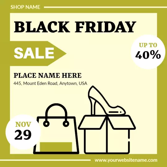Festive Black Friday Sale with Discounts and Gift Box Ad Template