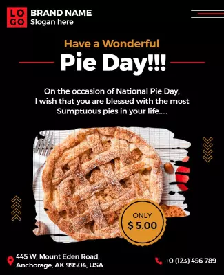 Festive Black Pie Day Celebration Discount Poster Template