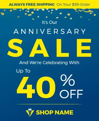 Festive Blue Anniversary Sale Discount Poster Template