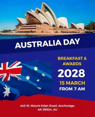 Festive Blue Australia Day Breakfast and Awards Poster Template