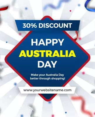 Festive Blue Australia Day Discount Celebration Poster Template