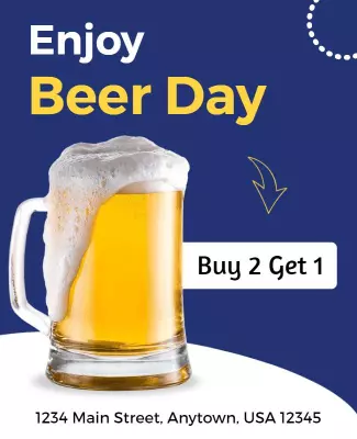 Festive Blue Beer Day Celebration Promotion Poster Template